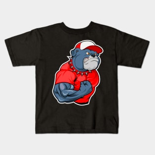 Strong Angry bulldog as a bodybuilder Kids T-Shirt